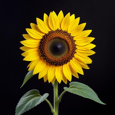Sunflower on black background