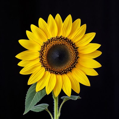 Sunflower on black background