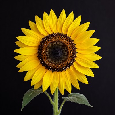 Sunflower on black background