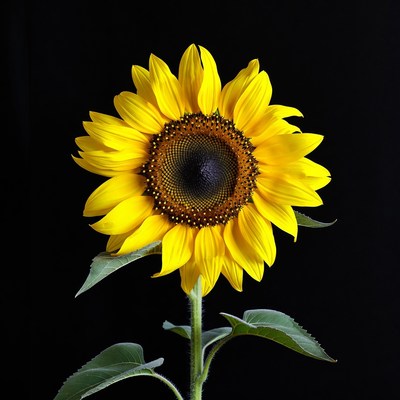 Sunflower on black background