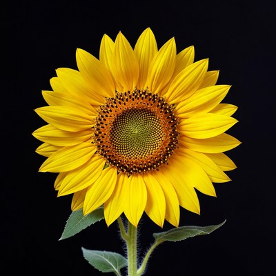 Sunflower on black background