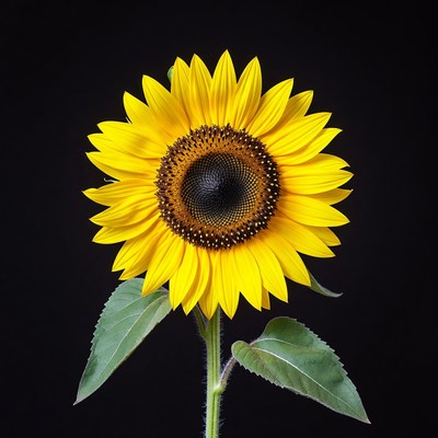 Sunflower on black background