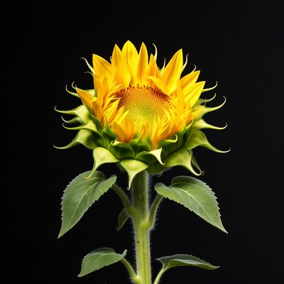 Sunflower on black background