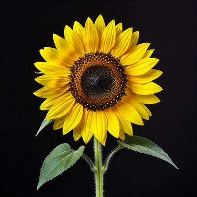 Sunflower on black background