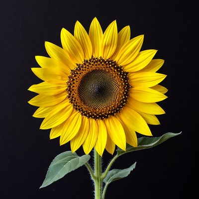 Sunflower on black background