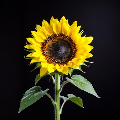 Sunflower on black background