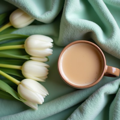 White Tulips and Tea Cup