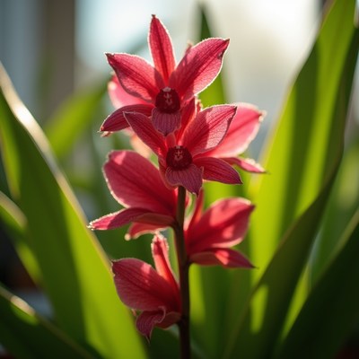 Vibrant Red Phalaenopsis Orchid Bloom