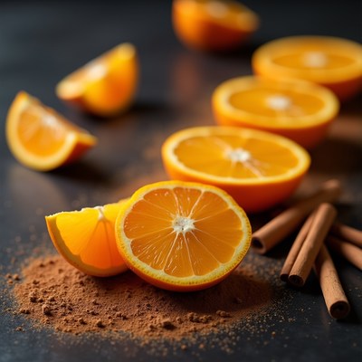 Sliced Oranges with Cinnamon Sticks