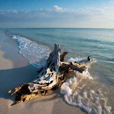 Driftwood on tropical beach