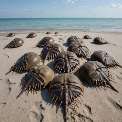 Horseshoe Crabs on Beach