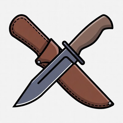 Crossed Knives with Sheaths Illustration