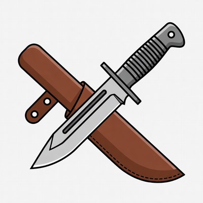 Combat Knife in Leather Sheath