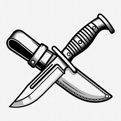 Crossed Knives in Sheaths Illustration