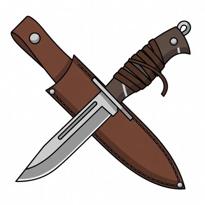 Survival Knife in Leather Sheath