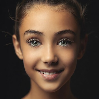 Smiling girl with green eyes