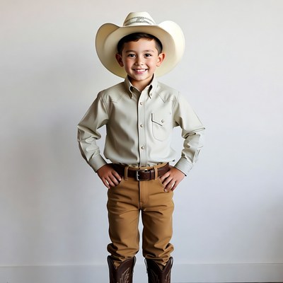 Boy in cowboy hat and outfit