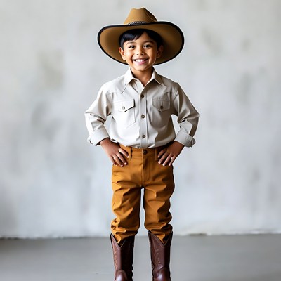 Boy in cowboy hat and outfit