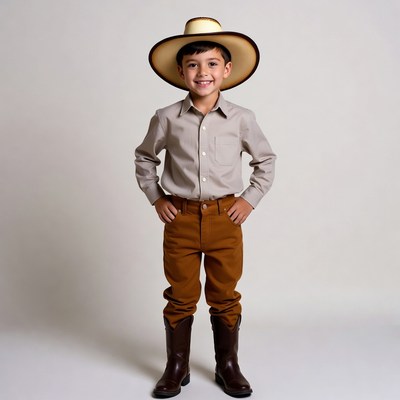 Boy in cowboy hat and boots