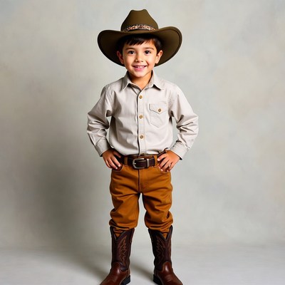 Boy in cowboy hat and boots
