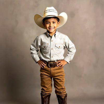 Boy in cowboy hat and outfit