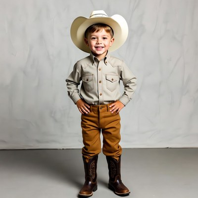 Boy in cowboy hat and boots