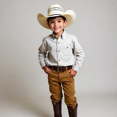 Boy in cowboy hat and outfit