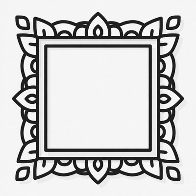 Ornate Floral Line Art Frame