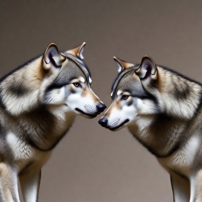 Two Wolves Facing Each Other