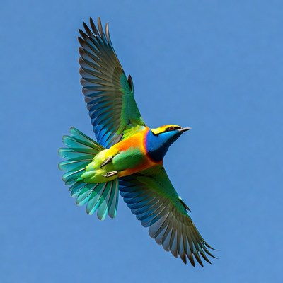 Colorful Bee-Eater Bird Flying