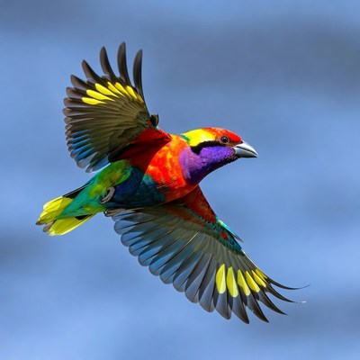 Colorful Rainbow Lorikeet Flying