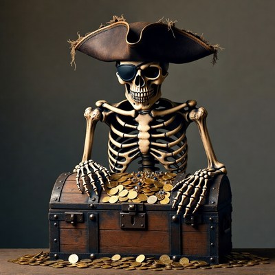 Pirate Skeleton with Treasure Chest