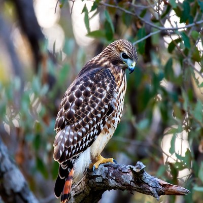 Red-tailed Hawk Perched on Branch
