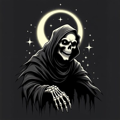 Grim Reaper with Moon and Stars