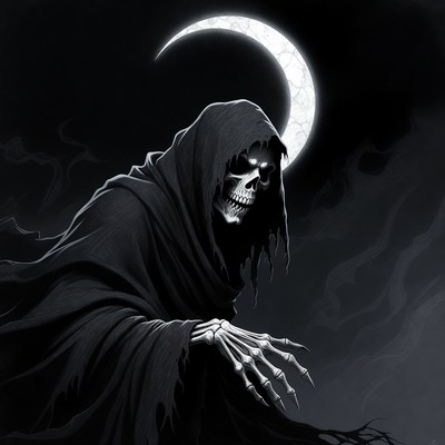 Grim Reaper with Crescent Moon