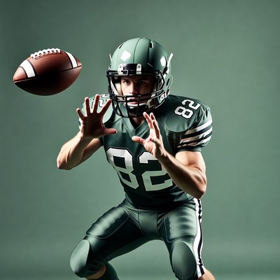 Football player catching ball