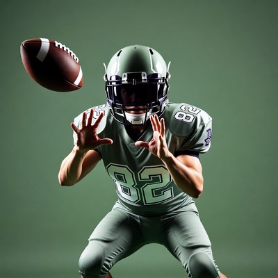 Football player catching ball