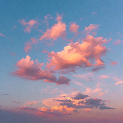 Pink Clouds in Blue Sky