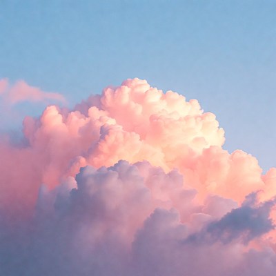 Pink Clouds in Blue Sky
