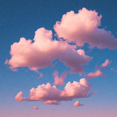 Pink Clouds in Blue Sky