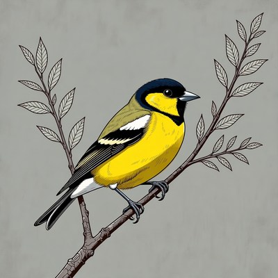 Yellow and black bird on branch
