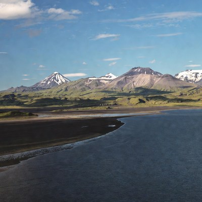 Snow-capped Mountains and Lake Landscape