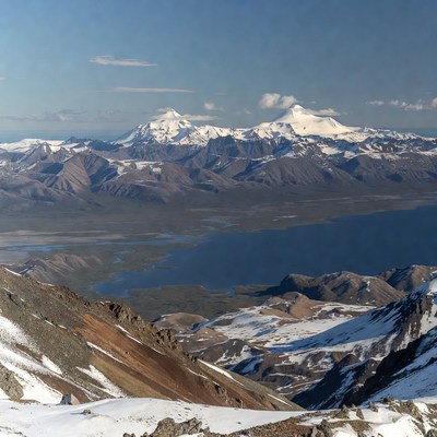 Snowy Mountains and Lake Vista