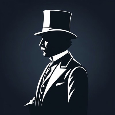 Victorian man in top hat silhouette