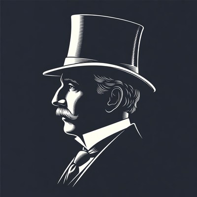 Victorian Gentleman in Top Hat Silhouette