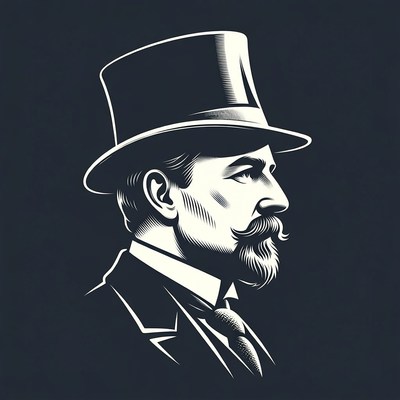 Victorian Gentleman in Top Hat Silhouette