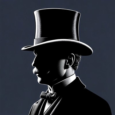 Man in Tuxedo with Top Hat Silhouette