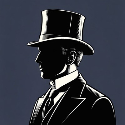 Man in Tuxedo and Top Hat Silhouette