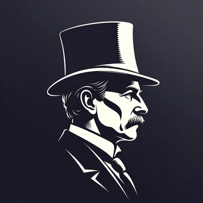 Victorian Gentleman in Top Hat Silhouette