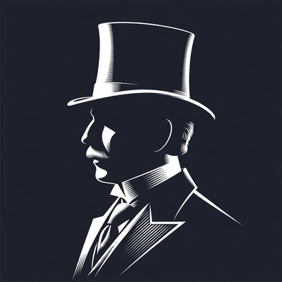 Man in Tuxedo and Top Hat Silhouette